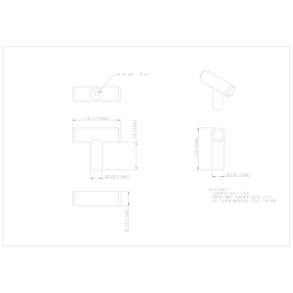 Naples "T" Knob Decorative Hardware
