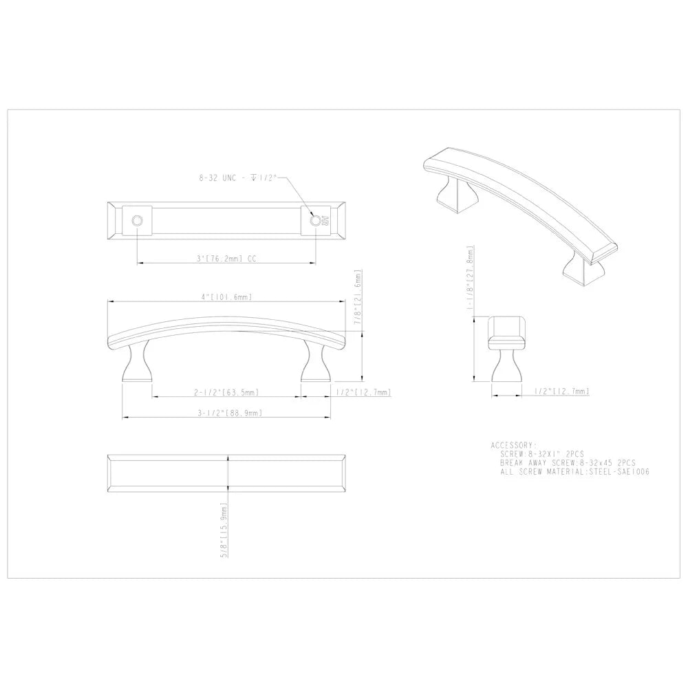 3 Inch Center-to-Center Hadly Decorative Hardware