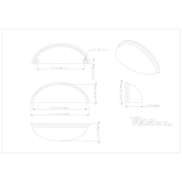 3 Inch Center-to-Center Florence Decorative Hardware