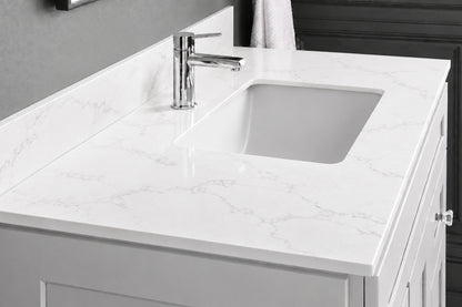 31-inch Quartz Vanity Countertop with Porcelain White Rectangle Sink