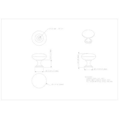 1-3/16" Diameter Satin Nickel Madison Cabinet Mushroom Knob