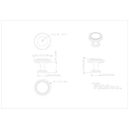 Technical drawing of Hardware elements on a white background