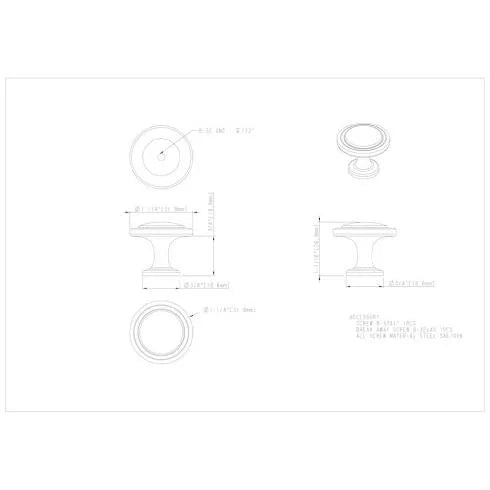 Technical drawing of Hardware elements on a white background