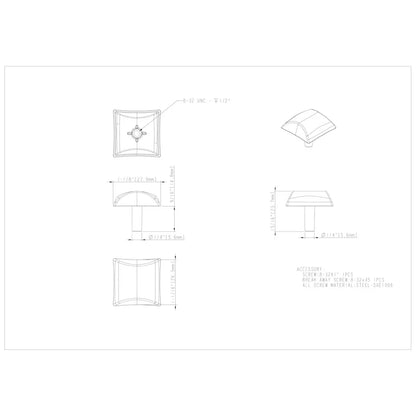 1-1/8" Overall Length Square Glendale Cabinet Knob