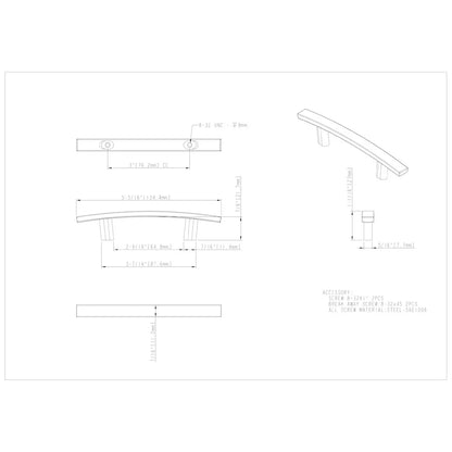 3" Center-to-Center Square Thatcher Cabinet Bar Pull