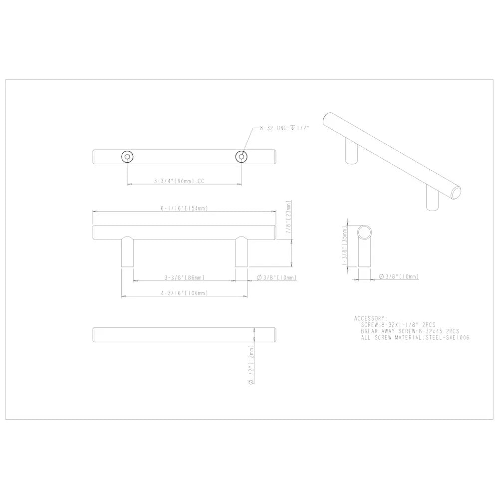 96 mm Center-to-Center Naples Decorative Hardware Pull