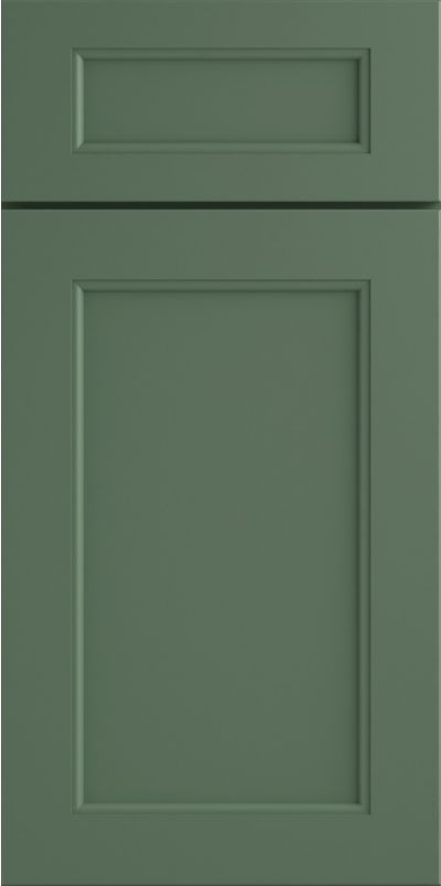 Green cabinet door with a rectangular design